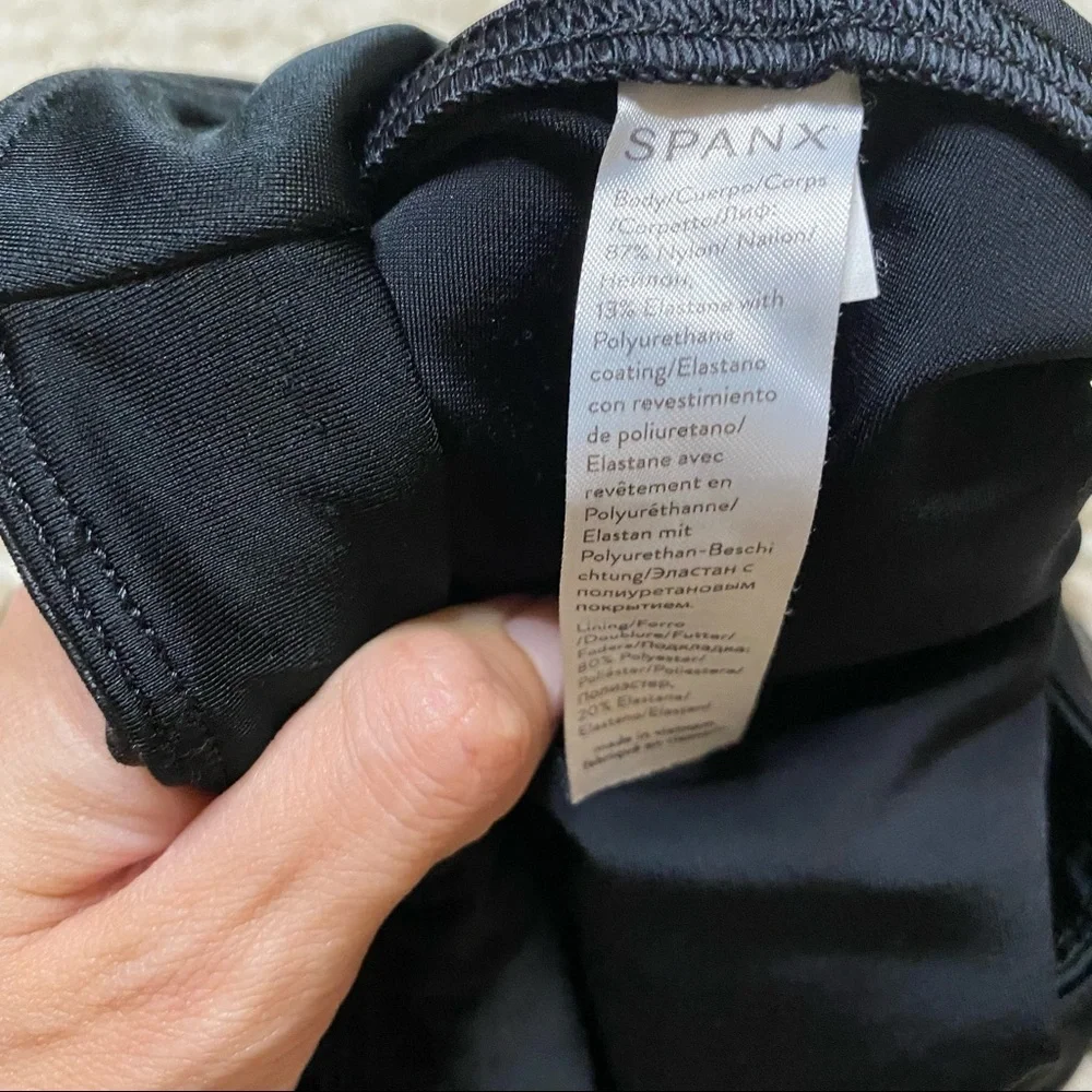 SPANX black faux leather camo leggings XS